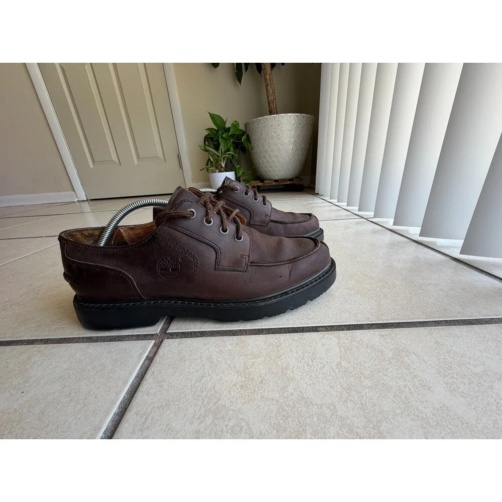 ClaTimberland Men’s Brown Leather Waterproof Oxfords Shoes Split Toe Sole Repair